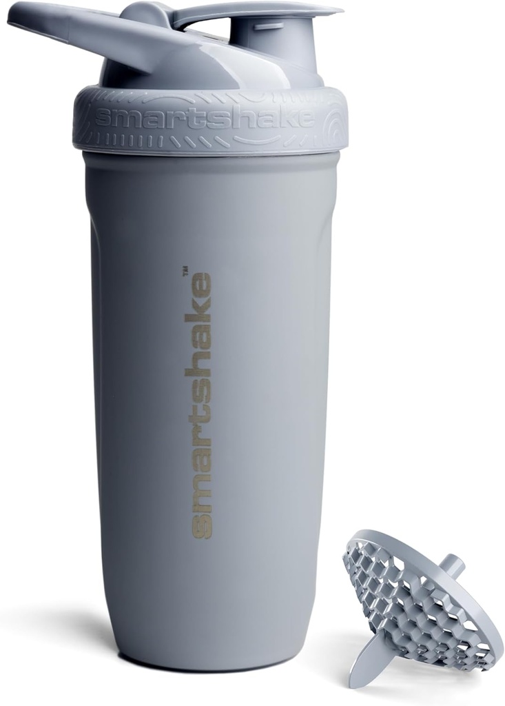 Smartshake Reforce Edelstahl Protein Shaker Bottle 900 ml | 30 oz - Lecksichere Schraub Lid - BPA Free – Non Insulated Bottle- Unisex (Grau)