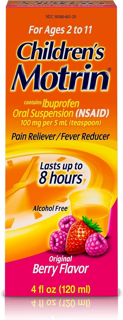 Motrin Kinder Ibuprofen Oral Suspension Original Berry Flavor - 4 Unzen, Packung von 3