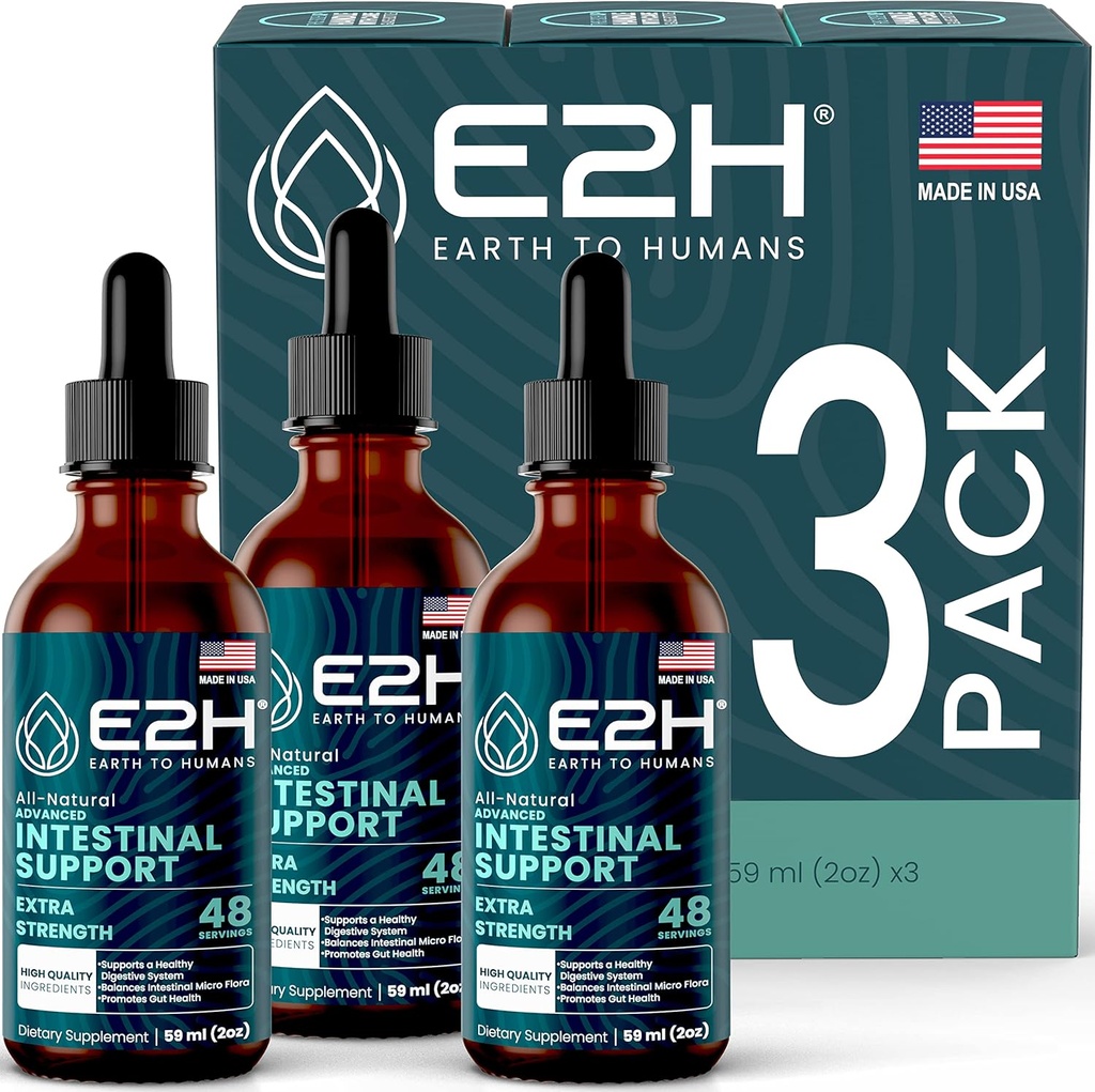 E2H Advanced Intestinal Support - Unterstützt Darm Balance und Gut Gesundheit -Wormwood und Black Walnut Extract - Non-GMO, Vegan - (3 Flaschen)