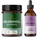 HERBAMAMA Chlorophyll and Milk Thistle Kit - Bundle of 50 mg Chlorophyll Gummies & Milk Thistle Extract Tinte 4 fl oz - Vegan, Non-GMO, Sugar & Alcohol-Free - 2 Pack