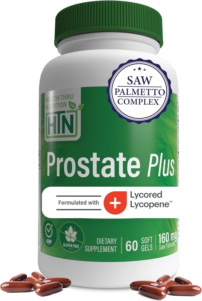 Gesundheit Thru Nutrition Prostata Plus mit Säge Palmetto Extrakt, Lycopin als Lycored, Pflanzen Sterole, Selen, Zink und Kürbis Seed | Complete Prostate Support | Non-GMO & Gluten Free (Pack von 60)