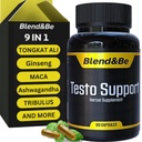 Blend&Be Testo-Unterstützung | All-in-One pflanzliche Nahrungsergänzung | Tongkat Ali, Fenugreek, Ginseng, Maca, Ashwagandha, Spirulina Tribulus,Black Seed und Cinnamon.+ Kostenlos E-Book ★