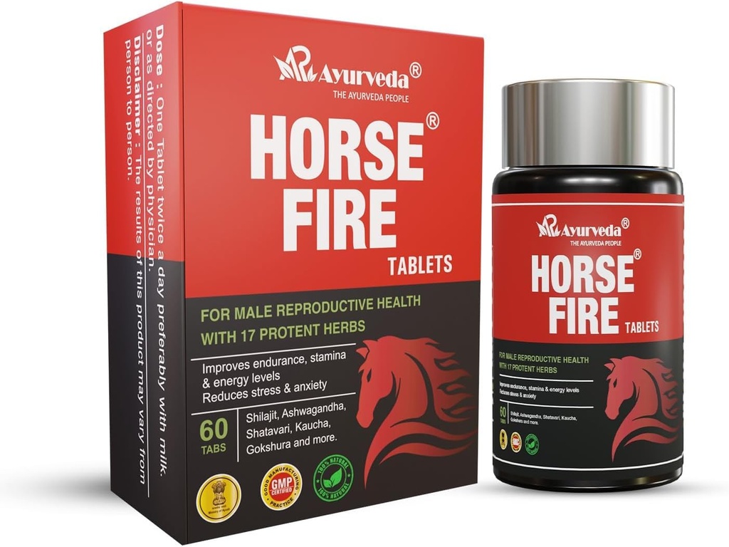 Horse Fire Tablets für Mens Ayurvedic Medicine - für Stamina, Muskelwachstum, Immunität & Overall Wellbeing| Horse Fire Tablet (Pack von 60)