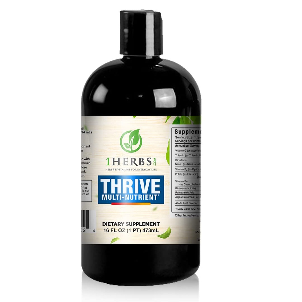 Thrive Multi-Nutrient Liquid - Alkoholfrei Täglich Multivitamin mit flüssigem Vitamin C und Vitamin B Complex – Vital Nährstoffe für Immununterstützung, Gehirnunterstützung und Haarhautnägel Vitamine, 16 Fl Oz