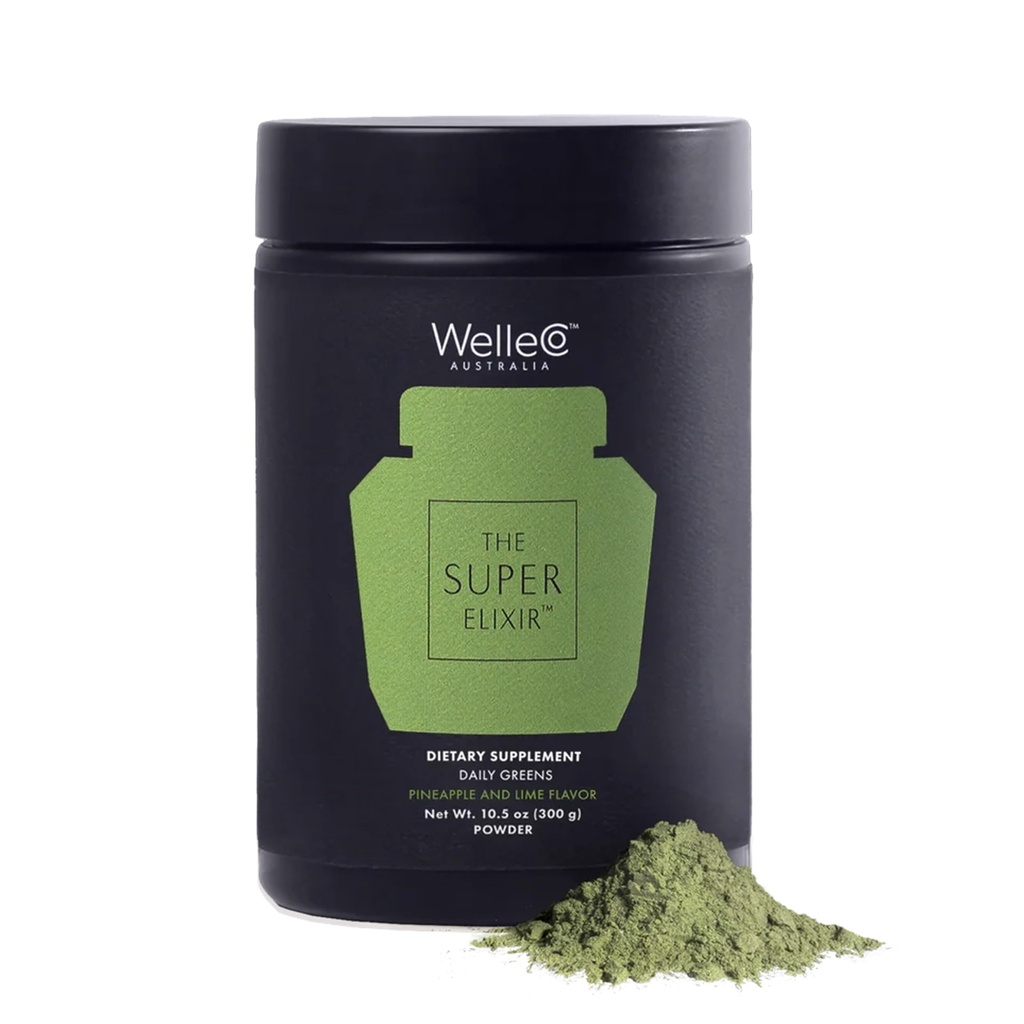 WelleCo Das Super Elixir Daily Greens Powder, Probiotic Drink Mix mit ganzer Nahrung, Glutenfrei, Vegan Gut Health Powder, Energie, Immunität, Gesunde Haut, Haare & Nägel (Jar, Ananas & Lime Jar)