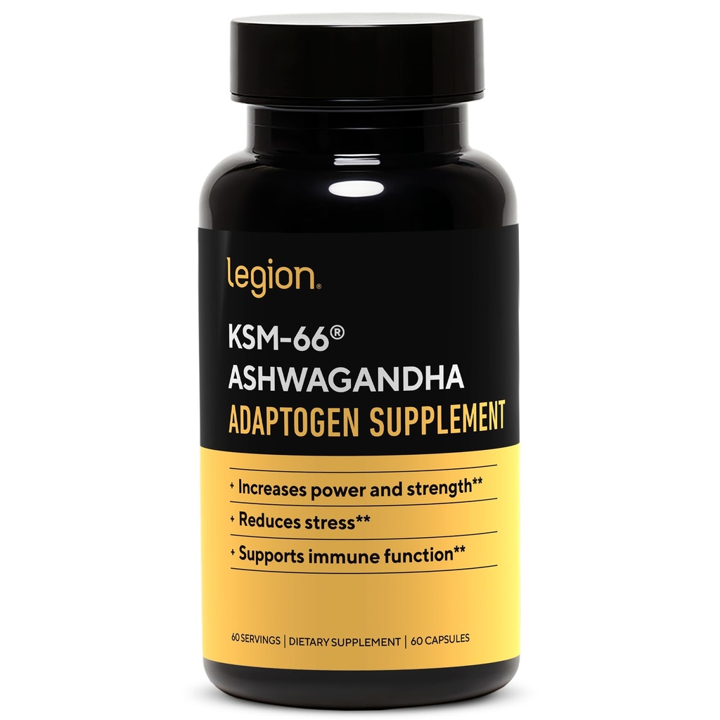 LEGION KSM-66® Ashwagandha Root Extract - Ashwagandha Root Powder Supplement zur Verbesserung Ihrer Stimmung, Schlaf & Athletic Performance - Extra Strength Ashwagandha Root Extract (60 Servietten)