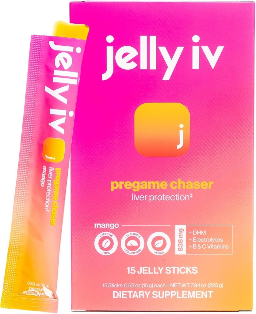 Fast Morning Relief Supplement Stick von Jelly IV - Natürliche Elektrolyte & Liver Unterstützung Erholung - Übelkeit Reducing DHM - B Vitamine - Pflanzenbasierte geflammte Jelly Sticks - 15 Pack