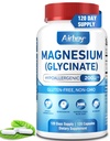 Airboy Magnesium Glycinate 200 mg, Bestes Magnesium Glycinat für Schlaf, 120 Vegan kleine Kapseln, hohe Absorption Unterstützung Erholung, Schlaf und ruhige Stimmung, Non-GMO und keine Gluten