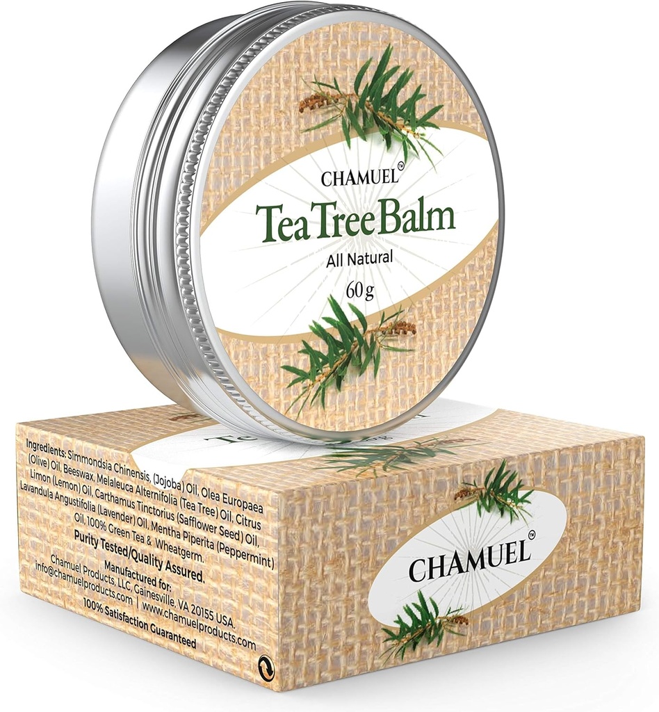 Chamuel Tea Tree Oil Balm - All Natural | Great Cream for Soothing Eczema, Psoriasis, Rashes, Jock Itch, Insektenstiche, Folliculitis, Akne, Itches, Cracked Heels, Cuticles, Saddle Sores & mehr!