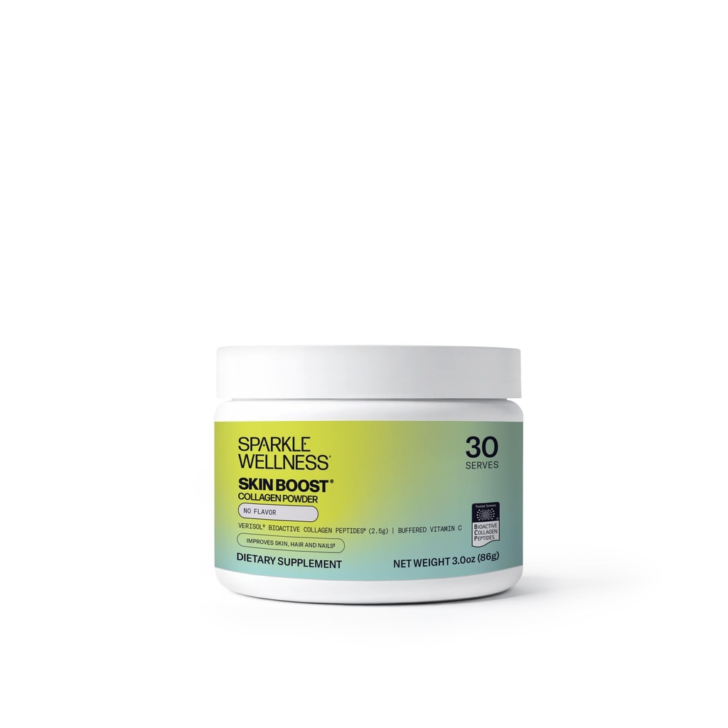 Sparkle Wellness VERISOL Bioactive Hydrolyzed Collagen Peptide | Collagen Powder Supplement mit Vitamin C für Haut, Haar & Nail Gesundheit | Skin Boost (No Flavor) [30-Serves]