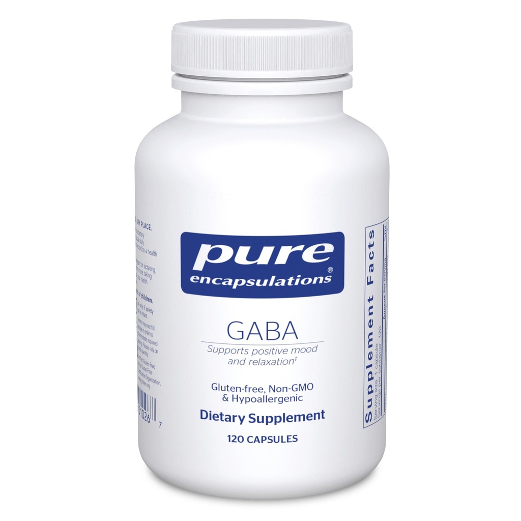 Pure Encapsulations GABA - Ergänzung zur Entspannung und Moderation des okzialen Stresses - mit Premium GABA Amino Acids - 120 Kapseln