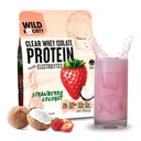 WILD SOCIETY - Klares Whey Protein + Elektrolyte - Refreshing Whey Protein Isolate Powder - 20g Protein, 0 Hinzugefügt Zucker, GMO-frei, natürliche Aromen & Farben - Erdbeer-Kokos, 16 Unze