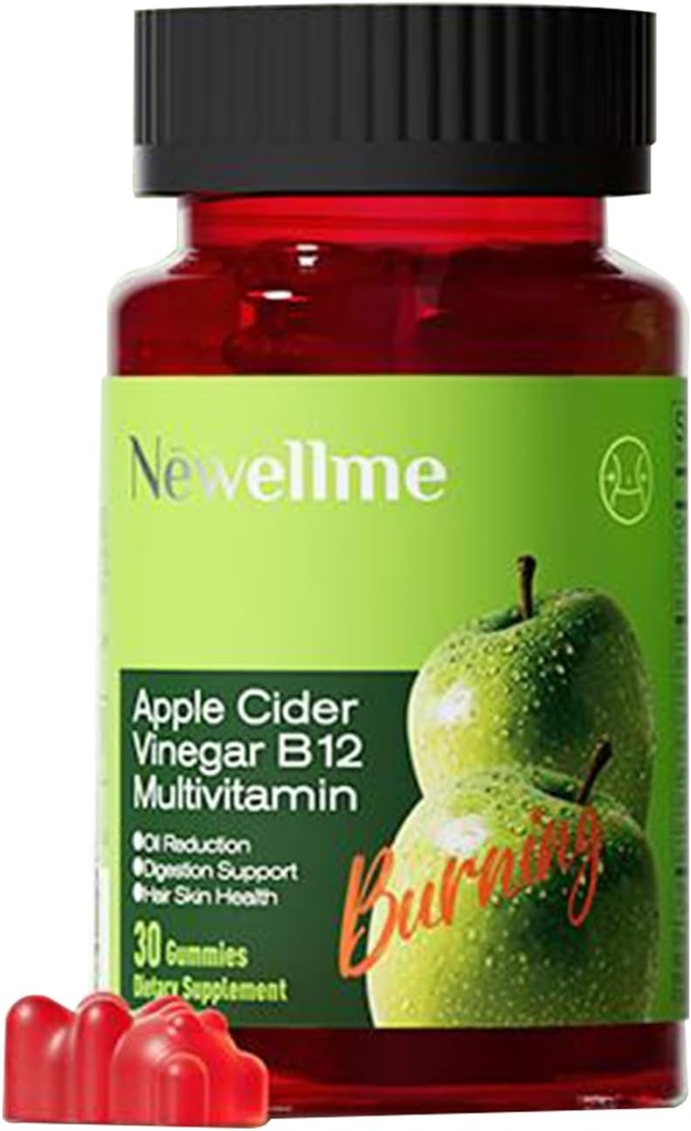 MONTUE Apfel Apfel Apfel Apfelessig Gummie B12 Multivitamin,ACV Ergänzung Gummy Vitamine,Nicht GMO, Vegetarische Ergänzung für Frauen und Männer,Unterstützung Normale Energie Ebenen & Gut Gesundheit Gummie (30 Gummi)