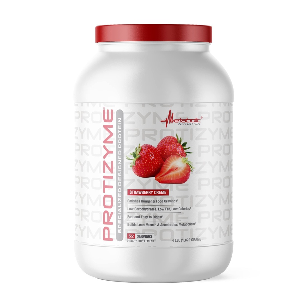 Metabolic Nutrition, Protizyme, 100% Whey Protein Powder, High Protein, Low Carb, Low Fat Whey Protein, Verdauungsenzyme, 24 Essential Vitamins und Minerals, 4 Pfund (52 Ser)