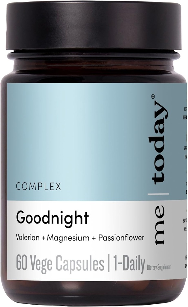 Me Today Goodnight Magnesium Schlafhilfe-Ergänzung –Unterstützung Restaurierter Schlaf, Beruhigung & Entspannung – Vegan Magnesium für Muskelentspannung & Beruhigung – 60 Portionen