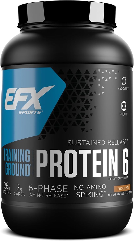 EFX Sports Training Ground Protein 6 | Whey Isolate & Concentrate, Egg White, & Pea Protein | 26g 6-Source Sustained Release Protein | 32 Portionen (Chocolate)