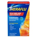 Theraflu Max Strength Daytime Flu Medicine for Flu Symptom Relief with Acetaminophen and Dextromethorphan HBr, Honey Lemon Flavored - 6 Powder Packets