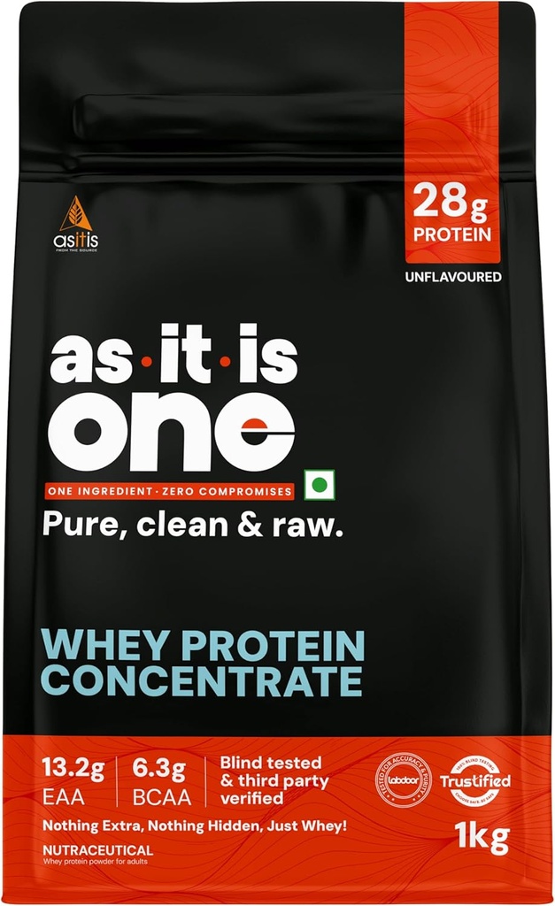 AS-IT-IS Nutrition Whey Protein Konzentrat 80% - 1kg/35.2 Oz Cross-flow Microfiltered | Unflavoured | Getestet für Reinheit | Non-gmo und Gluten-free Keine Konservierungsstoffe