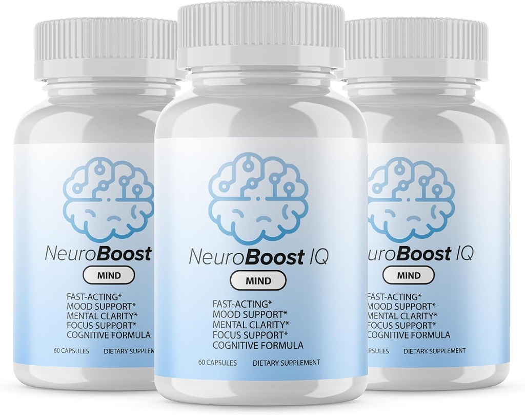 Offizielle... 3 Pack - NeuroBoost IQ Brain Supplement - Maximale Stärke NeuroBoost IQ Mind Advanced Formula mit Fischöl, Ginkgo Biloba - Neuro Boost IQ Supplement Bewertungen (180 Kapseln)