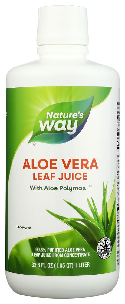 Nature's Way Aloe Vera Blattsaft mit Polymax+, 99.5% gereinigter Aloe Vera Blattsaft aus Konzentrat, Unflavored, 33.8 Fl Oz