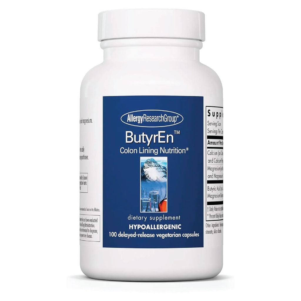 ARG ButyrEn Colon Lining Nutrition - Supports Gut and Colon Health - Digestive Support - Delivers 200 mg - Vegetarian & Hypoallergenic - 100 Servings - 100 Delayed-Release Capsules
