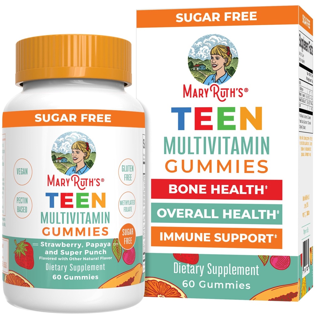 MaryRuth Bios Multivitamin für Teens | Teen Multivitamin Multimineral Gummis mit Vitamin B, C, D und E, Biotin, Zink | Teen Vitamine | Vegan | Sugar Free | Gluten Free | 60 Count