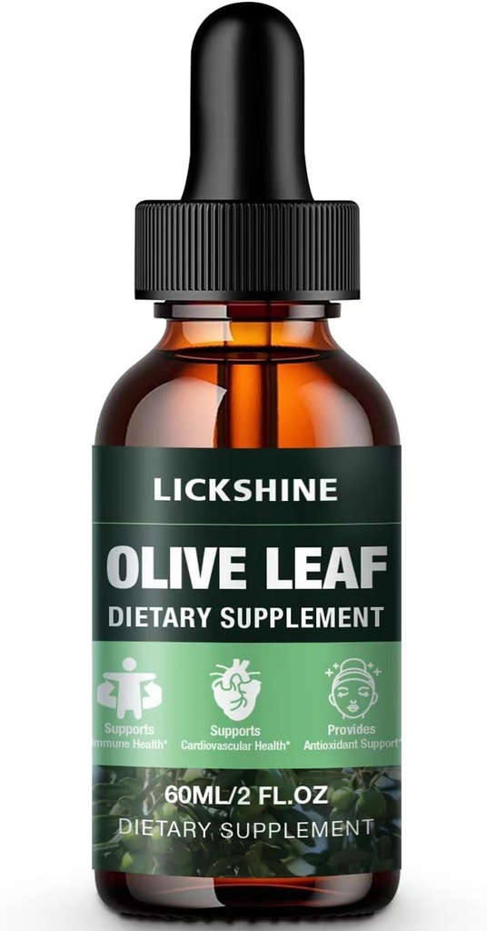 1 Packung 1000MG Olivenblatt-Flüssig-Extrakt - Bio-Olivenblatttropfen-Ergänzung zur besseren Absorption - Immun- und Herzunterstützung Glutenfrei, Non-GMO, Vegan, 2 Fl Oz
