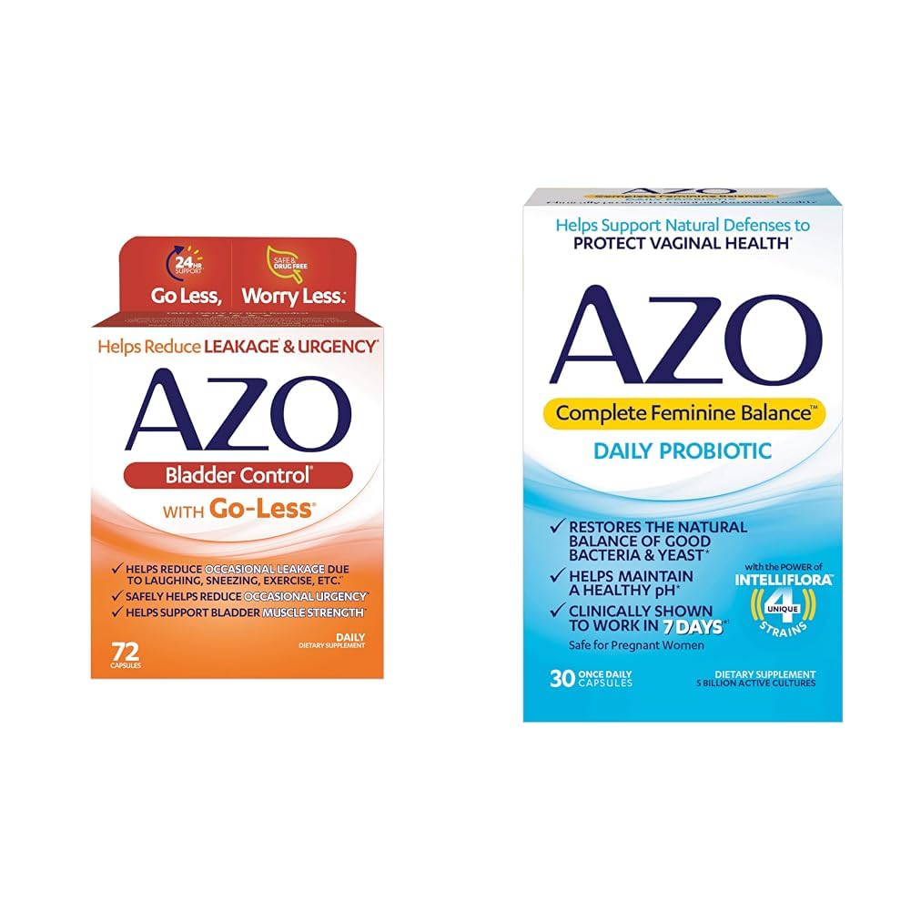 AZO Bladder Control mit Go-Less Tägliche Ergänzung | Hilft, um okzionale Urgency & komplette Feminine Balance tägliche Probiotika für Frauen zu reduzieren
