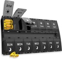 XL Große Pille Organizer 7 Tage, Wöchentliche Medizin Pille Box 2 Mal am Tag, Am Pm Pille Fall Organizer 14 Komponenten mit Hinged Lids Design, Täglich Box Pillenspender für Fischöl / Ergänzungen(Schwarz)
