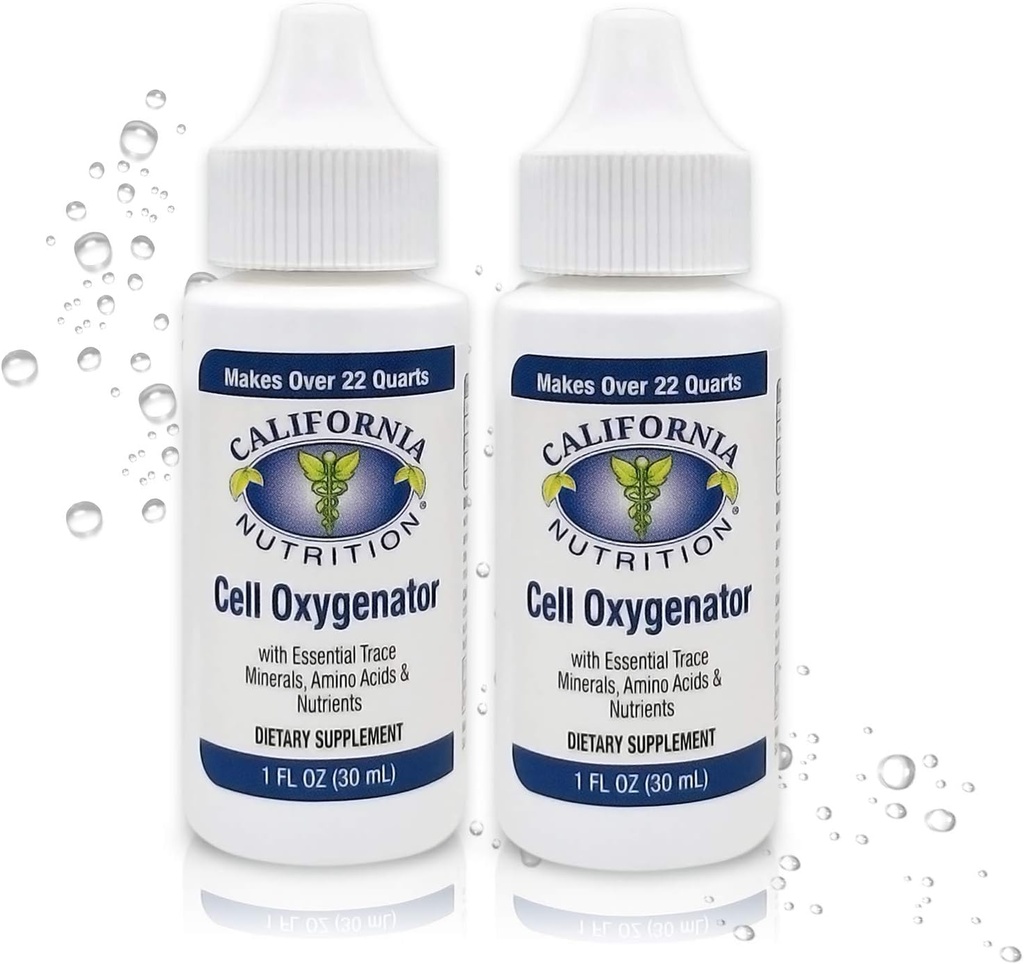 Cell Oxygenator 1 Fl Oz Bottle (Pack of 2), Flüssiger Sauerstoff Tropfen Tägliche Nahrungsergänzung für größere Immunsystem, Trace Minerals und Aminosäuren für Sportler Sport
