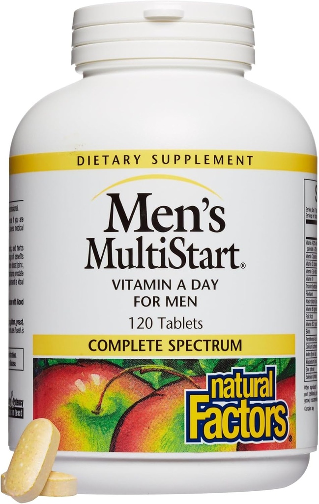 Natürliche Faktoren, Men's MultiStart Daily Multivitamin, Ernährungsunterstützung für Immungesundheit und Energie, 120 Tabletten (60 Portionen)