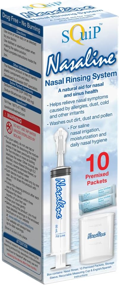 Squip Nasaline Nasal Rinsing System mit 10 vorgemischten Saline Packets