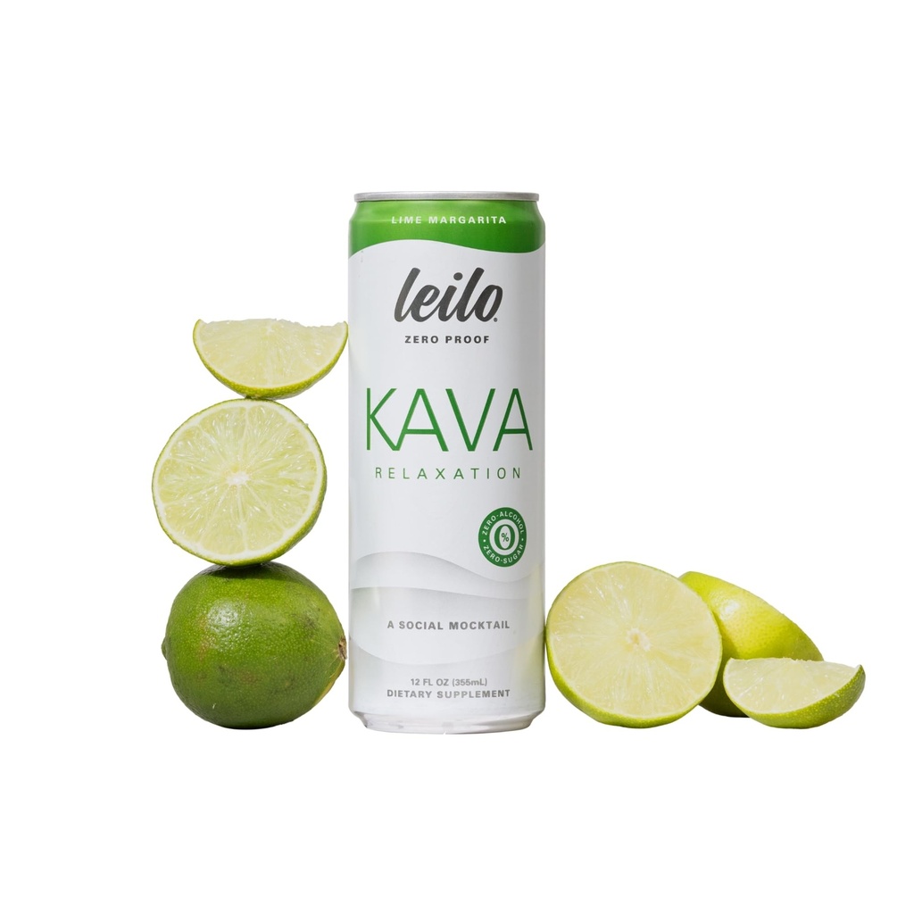 LEILO | Kava Powered Lime Margarita Mocktail Drink | 12-Pack - Sugar-Free & Non-ALC Functional Relaxation Support | 12 fl oz Cans (Pack von 12)