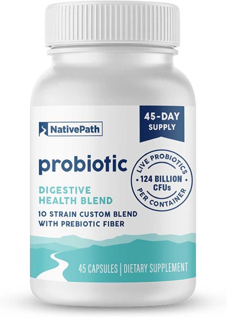 NativePath Daily Probiotic, 10-Strain Custom Blend Probiotics Supplement für Männer und Frauen, 82 Billion CFUs - 45 Count