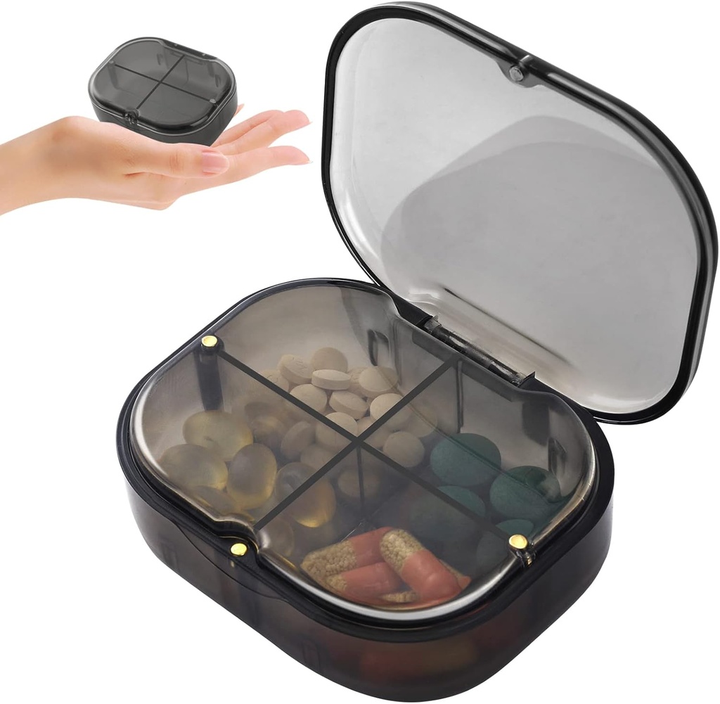 Tägliche Pille Organizer, 4 Komponenten Tragbare Pille Box mit Feuchtigkeit-Proof Design, niedliche Medizin Organizer halten Vitamin, Fischöl, Ergänzungen und Medikamente