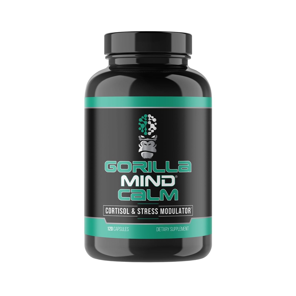 Gorilla Mind Calm (120 Kapseln) - Potent Relaxation & Stress Reduktion | Cortisol & Stress Modulator | Verbesserte Erholung