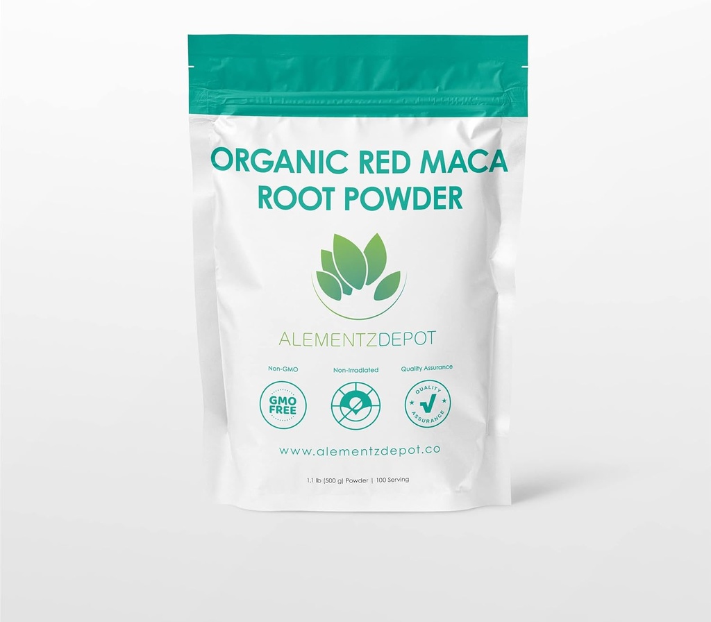 Bio Red Maca Root Powder, 500 Grams (1.1 lbs.), Gewachsen in Peru, Reich an Antioxidantien, Hilfe Energie, Stamina, Ausdauer, Stärke und Immunsystem, keine Additive, keine Füllstoffe.