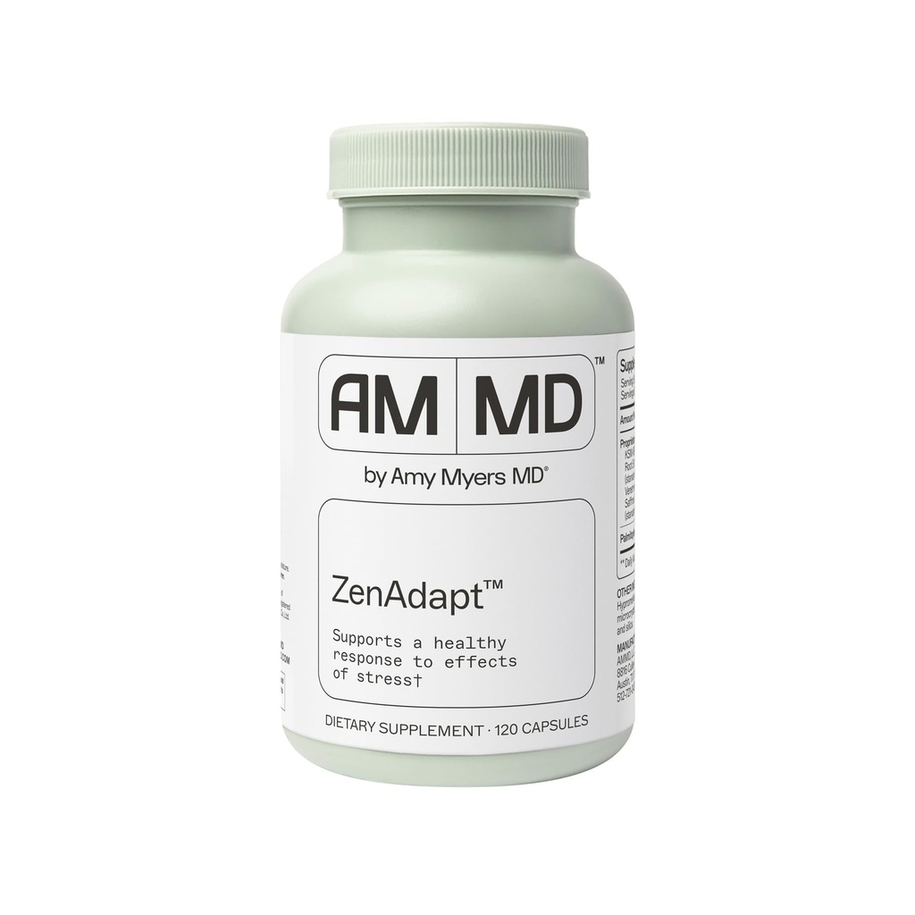 Amy Myers MD ZenAdapt Supplement - Supports Stress Relief & Cortisol Balance - Adaptogenic Blend with Pea, Saffron & Holy Basil - 120 Capsules