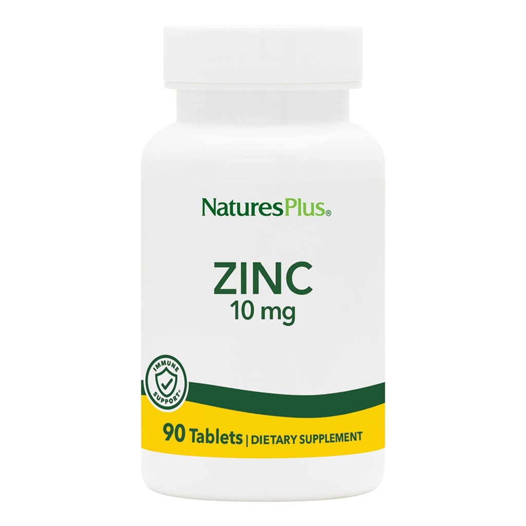 NaturesPlus Zinktabletten - 10 mg, 90 vegetarische Ergänzungen - Immunsystem-Ergänzung für Zellwachstum und Reparatur - fördert gesunde Verdauung, Stoffwechsel und Vision - glutenfrei - 90 Portionen