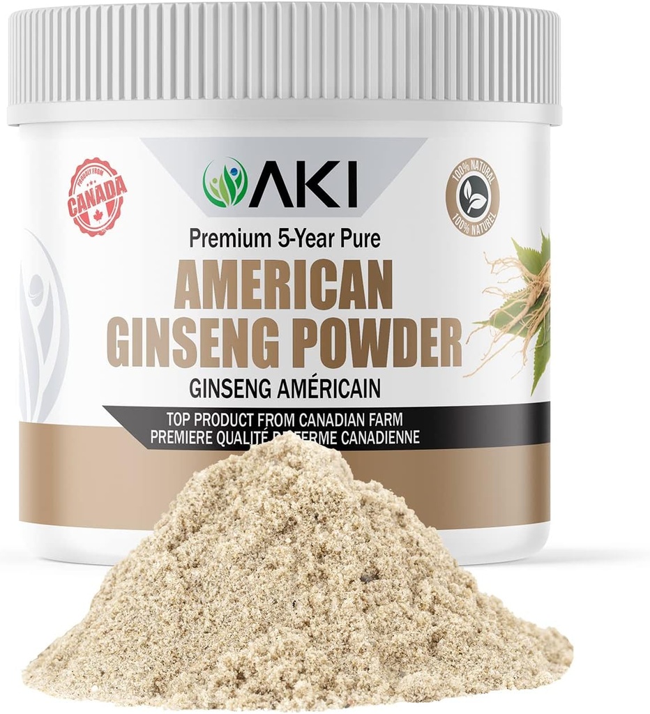 AKI American Ginseng Powder mit 4% Ginsenosides - Ideal mit Kaffee, Getränke wie Smoothies (4oz/113g)
