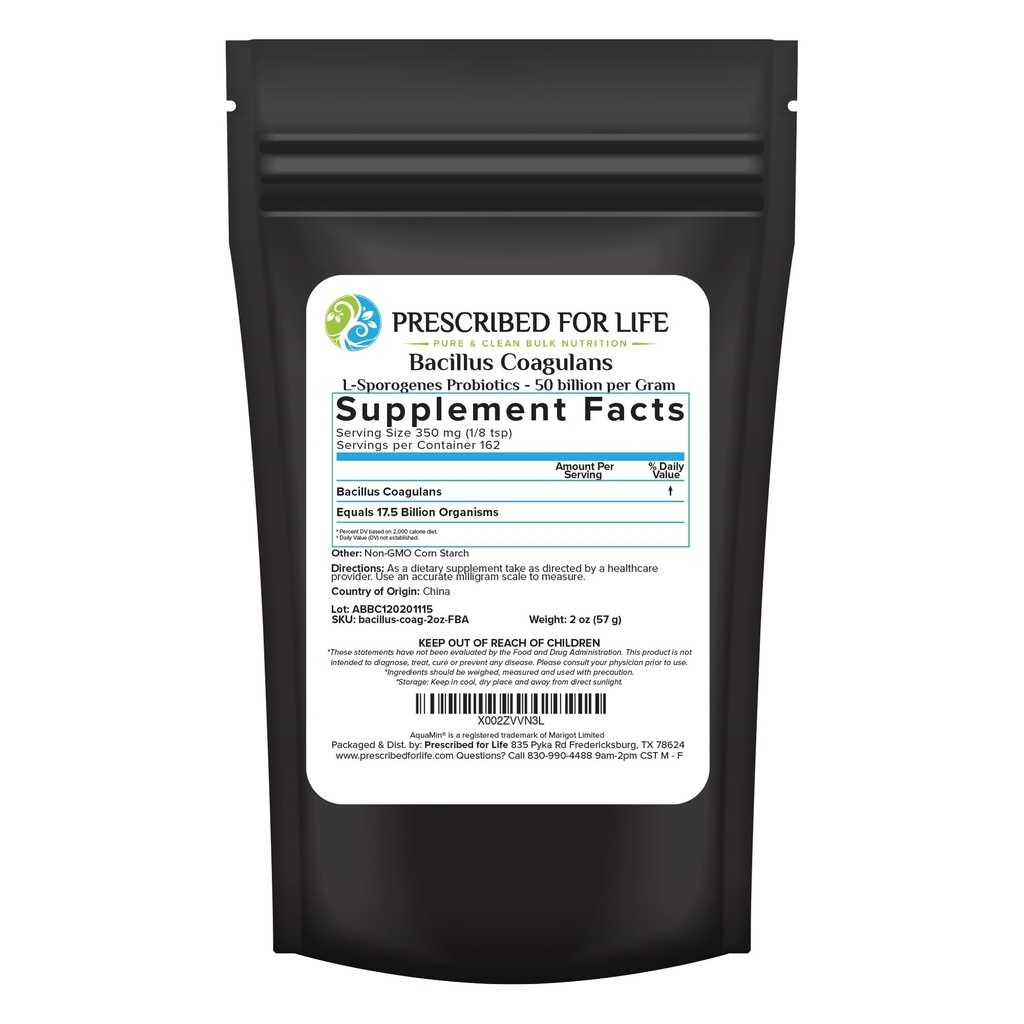 Verschrieben für Leben Bacillus Koagulans Pulver, Lactobacillus Ergänzung für Gut Gesundheit Unterstützung, Temperatur und Regal stabile Probiotika, L. Sporogenes (50 Billion/Gram) (2oz / 56g)