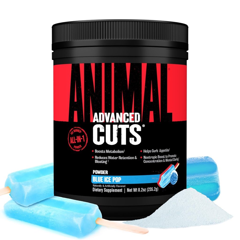 Animal Cuts Thermogenic Fat Burner Powder - Gewichtsverlust für Frauen und Männer für Stoffwechsel, Energie, Fokus und Nootropic Brain-Unterstützung mit Ketonen Appetit Suppressant - Blue Ice Pop Flavor