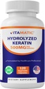 Vitamatic Hydrolyzed Keratin 500mg pro Servieren - 120 Vegetarische Kapseln - Keratin Ergänzungen für gesundes Haar Haut und Nägel für Erwachsene