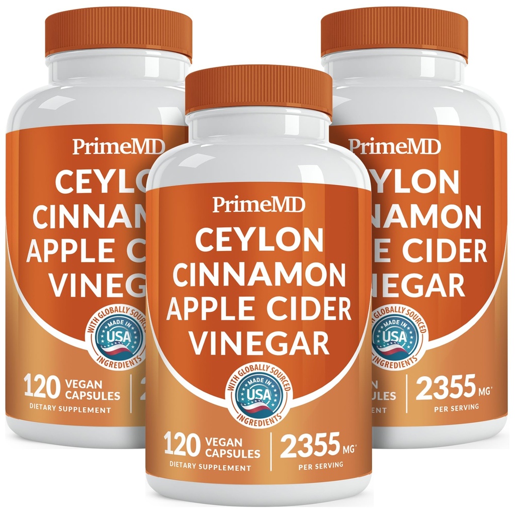 5-in-1 Ceylon Cinnamon Capsules 2355mg - Ceylon Cinnamon und Apple Cider Essig Capsules - Turmeric and Panax Ginseng - Cinnamon Supplements mit Bioperine (120ct, Pack of 3)