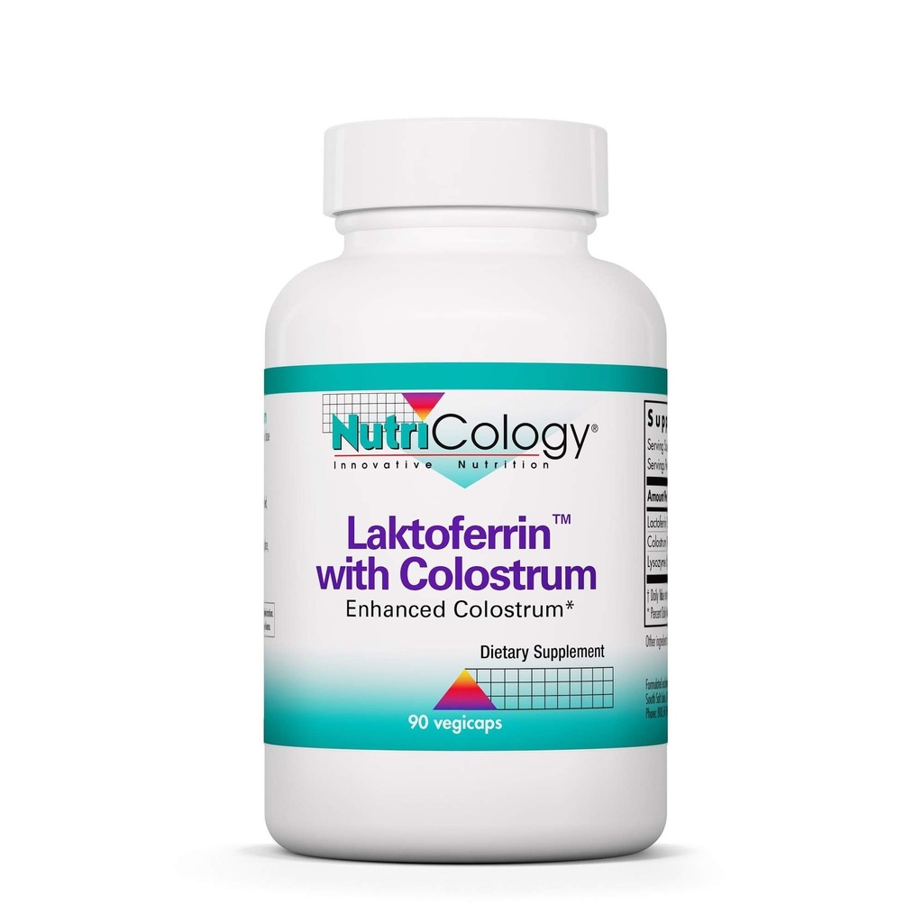 Nutricology Laktoferrin mit Colostrum Supplement - Lactoferrin, Bovine Colostrum, Immunoglobulin, Lysozyme, IgG, IGA, IgM, Gemüsekapseln - 90 Count