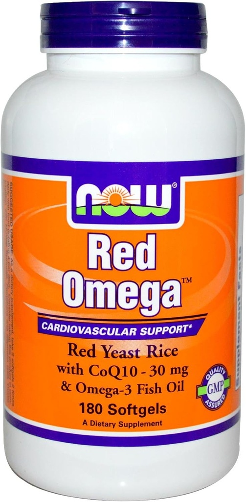 JETZT Lebensmittel - Red Omega Red Yeast Rice mit CoQ10 30 mg. - 180 Softgels