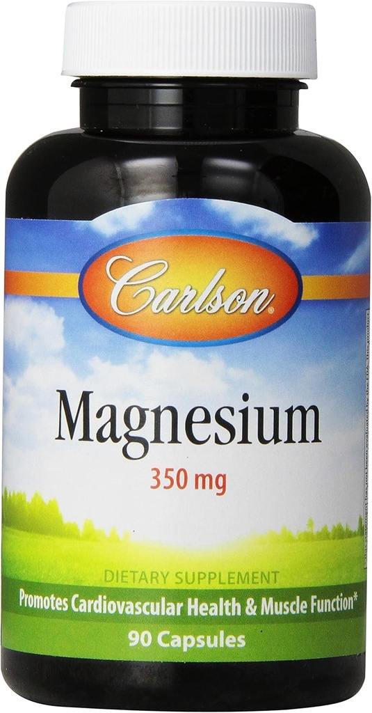 Carlson Magnesium 350 mg, Herz- und Muskelgesundheit, 90 Kapseln