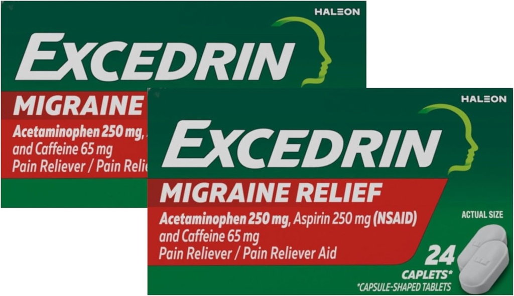 Excedrin Migraine Pain Reliever Caplets 24 ea (Pack mit 2)