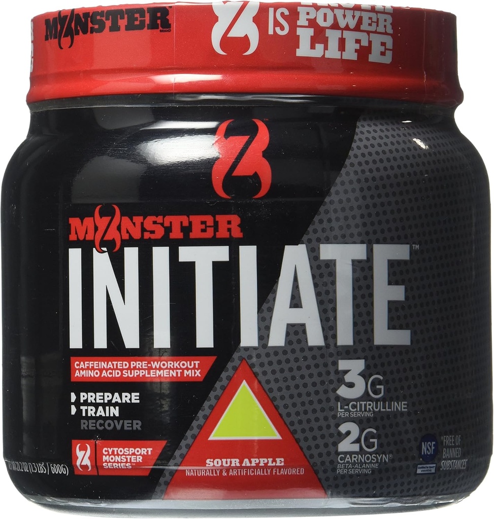 Cytosport Monster Initiate Nutritional Drink, Pre Workout Powder, Saure Apfel Flavored, 600 Gramm (30 Portionen)