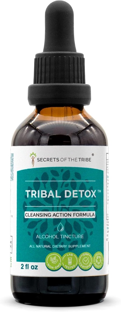 Secrets of the Tribe - Tribal Detox, Cleansing Action Formel, Kräuterergänzung Blend Tropfen Alkohol-Flüssig-Extrakt (2 fl oz)